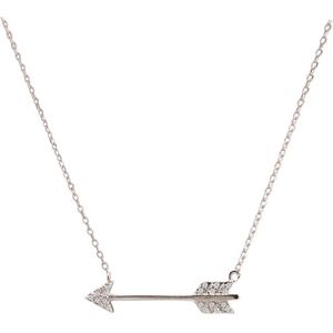 Fate Jewellery Ketting FJ497 - Pijl - Arrow - 925 Zilver - Ingelegd met Zirkonia kristallen