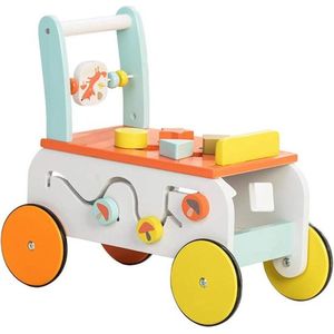 Loopwagen baby houten speelgoedwielen - Loopwagen voor baby's wandelaar wandelwagen kinderwagen meisjes jongens auto oranje vos 1 jaar en ouder loopwagen baby