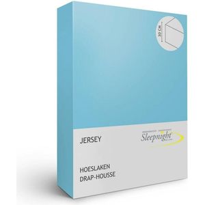 Sleepnight Hoeslaken - Jersey - (hoekhoogte 30 cm ) turquoise - B 160 x L 200 cm - Lits-jumeaux Strijkvrij - Geschikt voor Standaard Matras/Boxspring/Matras + Topper - 843247-B 160 x L 200 cm