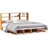 vidaXL - Bed - met - boekenkast - zonder - matras - hout - wasbruin - 200x200 - cm