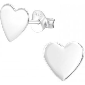 Joy|S - Zilveren hartje oorbellen - 8 mm - egaal basic oorknoppen