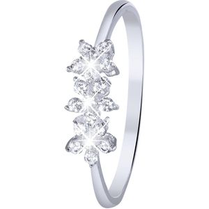 Lucardi Dames Ring bloemen met zirkonia - Ring - Cadeau - Echt Zilver - Zilverkleurig