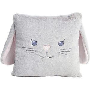 Knuffelkussen Kinderen, pluizig decoratief kussen met vulling, kinderkussen, decoratief kussen voor babykamer, kinderkamerdecoratie, verjaardagscadeau voor vrouwen, 35 x 35 cm (konijngrijs