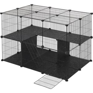 Jermore® - Huisdierbox – 38 Panelen – Verstelbare Puppy Kennel, Konijnenkooi, Caviakooi – 35x35 cm – Metaal & Plastic