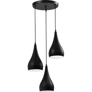 QUVIO Hanglamp Glas 3-lichts Rond Zwart - QUV5130L-BLACK