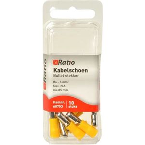 Ratio Kabelschoen Bullet stekker 4-6mm² - Geel - 10st in blister