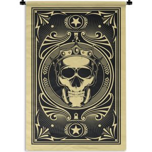 Wandkleed Speelkaarten - Illustratie van een speelkaart met een schedel Wandkleed katoen 60x90 cm - Wandtapijt met foto