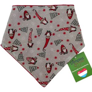 Kerstslimme dwergen hondenhalsdoek grijs - hondencadeau - DIMPLES 30cm XXS hondensjaal hondenbandana met comfortabele drukknopen