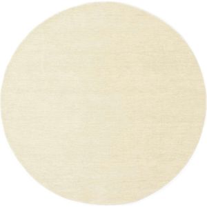 Vloerkleed MOMO Rugs Panorama Uni Rond White Vloerkleed - 200 rond - Rond - Laagpolig,Rond Tapijt - Klassiek - Beige