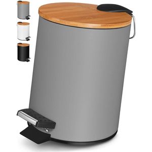 3L cosmeticablik - edele grijze uitvoering - soft close - badkameremmer - bamboe houten deksel