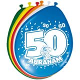 8x stuks Ballonnen versiering 50 jaar Abraham thema feestartikelen 50 geworden