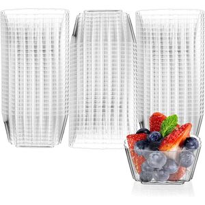 Plastic dessertkopjes - 50 stuks, 150 ml, vierkante vorm, doorzichtig - voor dessert, pudding, mousse, feest (83 x 63 cm)