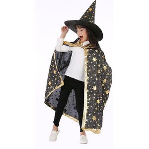 Premium Tovenaar Kostuum - Heks - Carnaval - Carnavalskleding - Halloween - Speelgoed - Verkleedkleren Meisje - Zwart