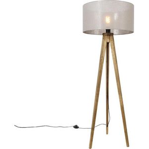 QAZQA tripod_classic - Landelijke Tripod | driepoot vloerlamp | Staande Lamp - 1 lichts - H 136 cm - Taupe - Woonkamer | Slaapkamer