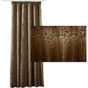 Gordijn ondoorzichtig 140x245cm - gordijn met plooiband universele band - 100% polyester sjaal lang voor woonkamer slaapkamer - bruin glinsterend