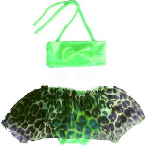 Maat 134 Bikini zwemkleding NEON Groen tijgerprint strik badkleding baby en kind dierenprint fel groen