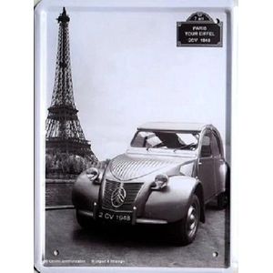 metalen reclamebord Citroën 2cv Paris 1948 Eiffeltoren 1948 30x40 cm