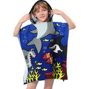 JAXY Badcape Baby - Badcape - Baby Badjas - Omslagdoek - Omslagdoek - Baby Handdoek Met Capuchon - Strandhanddoek - Badponcho - Poncho Handdoek - Microfiber - 60x90cm - Haai Donkerblauw