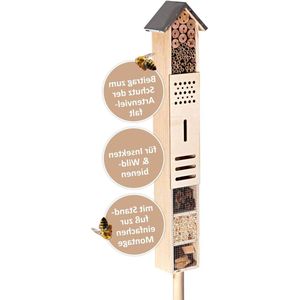 Insectenhotel groot XXL staand - met grondpen - totale hoogte 151 cm - hommelhuis wilde bijenhuis bijenhuis lieveheersbeestjeshuis NIS ... .
