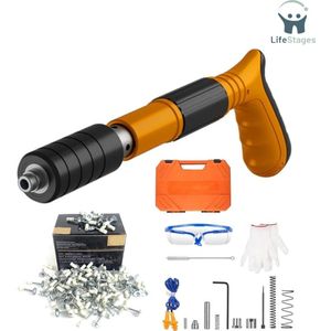 LifeStages - Spijkerpistool - Mini Stalen Spijkerpistool 5 Versnellingen Vermogen Instelbaar - Spijkerpistolen Voor Plafonds - Huishoudelijk Nagelpistool Gereedschap -