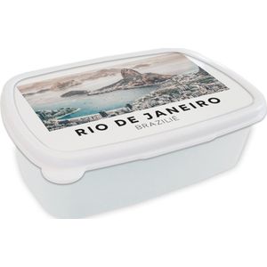 Broodtrommel Wit - Lunchbox - Brooddoos - Brazilië - Zon - Natuur - 18x12x6 cm - Volwassenen