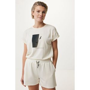T-shirt With Roll Up Sleeve Dames - Off White - Maat M