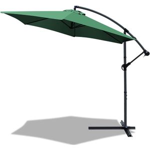 Zweefparasol, 300 cm, parasol met zwengel, parasol met beschermhoes, zonwering, uv-bescherming, tuinparasol, marktparasol, groen