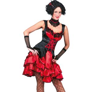 Verkleedpak saloon girl jurk rood vrouw  French Can Can Rosalie 32-34