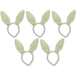 5x Wit/groene konijn/haas oren verkleed diademen voor kids/volwassenen - Verkleedaccessoires - Feestartikelen