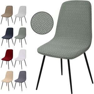 Stoelhoes van stretch, 4-delige set, jacquard, eetkamerstoelen, afneembaar, wasbaar, voor eetkamer, hotel, banket, bruiloft, feestdecoratie (T-lichtgroen, set van 4)