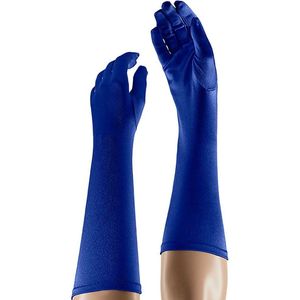 Apollo - Lange handschoenen - Satijnen handschoenen - 40 cm - Blauw - One size - Gala handschoenen - Lange handschoenen verkleed - Charleston accessoires - Carnaval