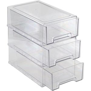 Correctie: 3-Pack 6 Quart Clear Plastic Opslaglade Kleine Desktop Stapelbare Opslagladen