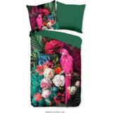 Pure Dekbedovertrek ""bloemen, bladeren en een papagaai"" - Multi - (240x200/220 cm) - Microfiber