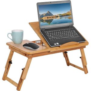 Bamboe laptop bed bureau - verstelbaar - multifunctioneel - 1 stuk - natuurlijk