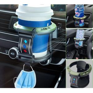 Bekerhouder - Autobekerhouder - Cupholder - Universeel - Auto Organizer - Ook geschikt als Telefoonhouder - Verstelbaar - Legergroen