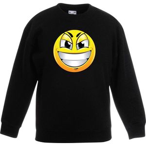 emoticon/ emoticon sweater ondeugend zwart kinderen 170/176