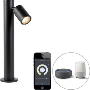 QAZQA solo - Moderne LED Smart Vloerlamp | Staande Lamp incl. wifi - 1 lichts - H 45 cm - Zwart - Buitenverlichting