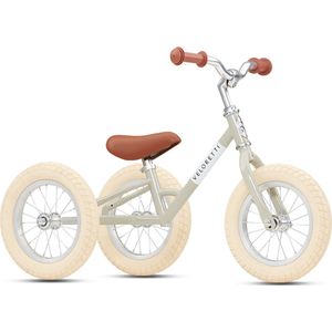 Veloretti Driewieler 2 in 1 Loopfiets met zijwieltjes - 1.5 t/m 4 jaar - 12 inch - Grijs / Beige