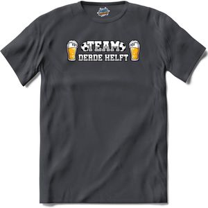 Team derde helft- Oranje elftal WK / EK voetbal kampioenschap - bier feest kleding - grappige zinnen, spreuken en teksten - T-Shirt - Heren - Mouse Grey - Maat L