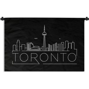 Wandkleed Wereldsteden - Stadsaanzicht Toronto op een zwarte achtergrond Wandkleed katoen 120x80 cm - Wandtapijt met foto