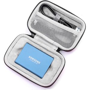 Hard Cover Hoes geschikt voor Samsung T3/T5 Portable SSD Externe harde schijf – Carry Case hoes – Case beschermhoes voor de Samsung T3/T5 – Inclusief accesoire vak – Zwart