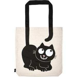 Cat Shopper Carry me, draagtas van 100% katoen, stoffen tas voor boodschappen, kantoor of universiteit, natuur, zwart, Hedendaags
