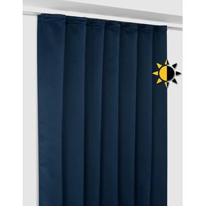 Verduisteringsgordijn met plooiband U-band, blackout gordijn ondoorzichtig verduisterend, grootte en kleur naar keuze (breedte 140 cm. hoogte 245 cm, marineblauw)