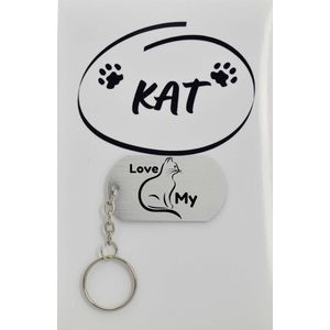 Katten sleutelhanger inclusief kaart – katten liefhebber cadeau - animals - Leuk kado voor je dieren liefhebber om te geven - 2.9 x 5.4CM