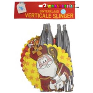 Sinterklaas Verticale Slinger - Zilver / Geel / Rood - Karton - 1.4 Meter - Vlaggenlijn