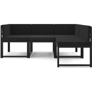 Istanbul Black Hoekbank - Modern Design - Tuinmeubelen - 4 Personen - Metaal - Zwart - 185x120x73 cm