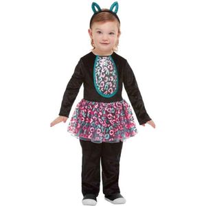 Smiffy's - Poes & Kat Kostuum - Schattig Katje Luipaard Vlekken - Meisje - Zwart - Maat 116 - Carnavalskleding - Verkleedkleding
