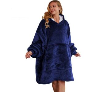Cuddle Hoodie - Extra Zacht - Adje® - Blauw - Plaid met mouwen - Fleece Deken - Hoodie deken - Fleece Hoodie