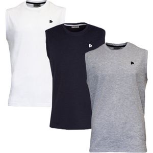 3-Pack Donnay T-shirt zonder mouw (589100) - Sportshirt - Heren - White/Navy/Grey marl - maat L