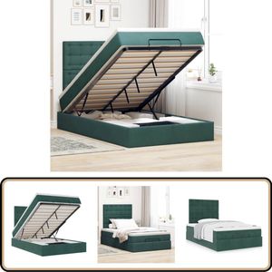 vidaXL Ottoman bed met matrassen 120x200cm fluweel donkergroen